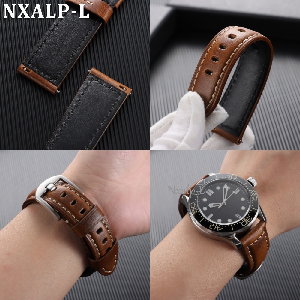 Oil Wax Cowhide Strap 18 20mm  - Omega Watch Speedmaster review and price